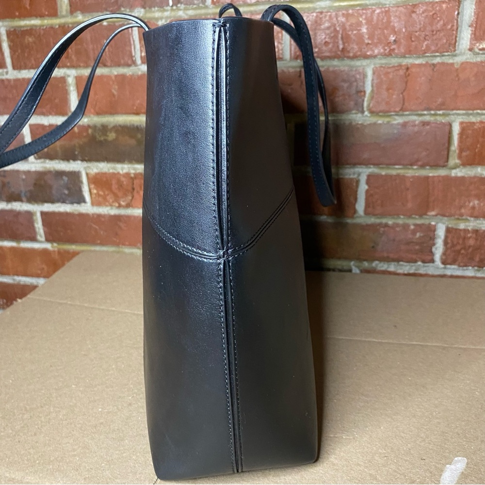 Tory Burch Block-T Leather Tote Bag Black - Picture 6 of 13